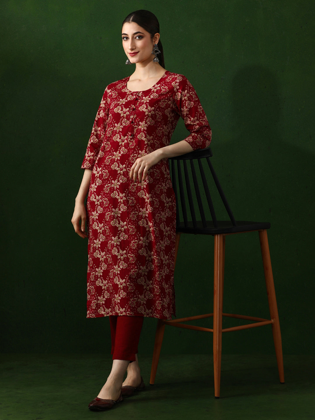 Floral Printed Straight Pure Cotton Kurta