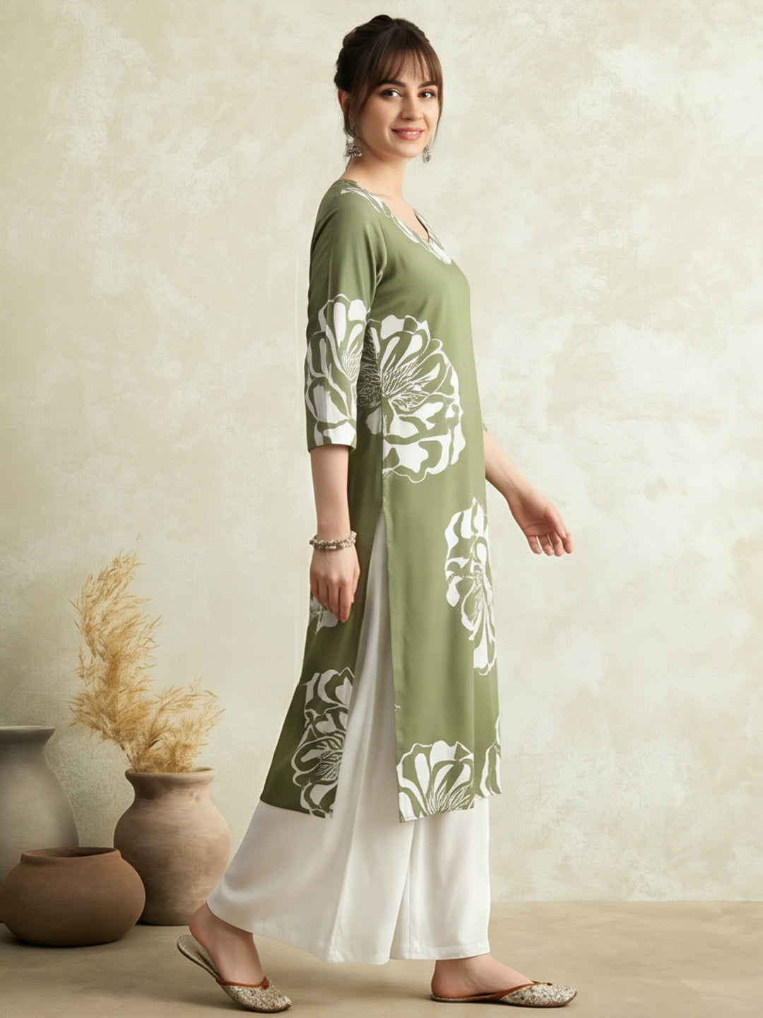 Floral Embroidered Straight Pure Cotton Kurta Sets