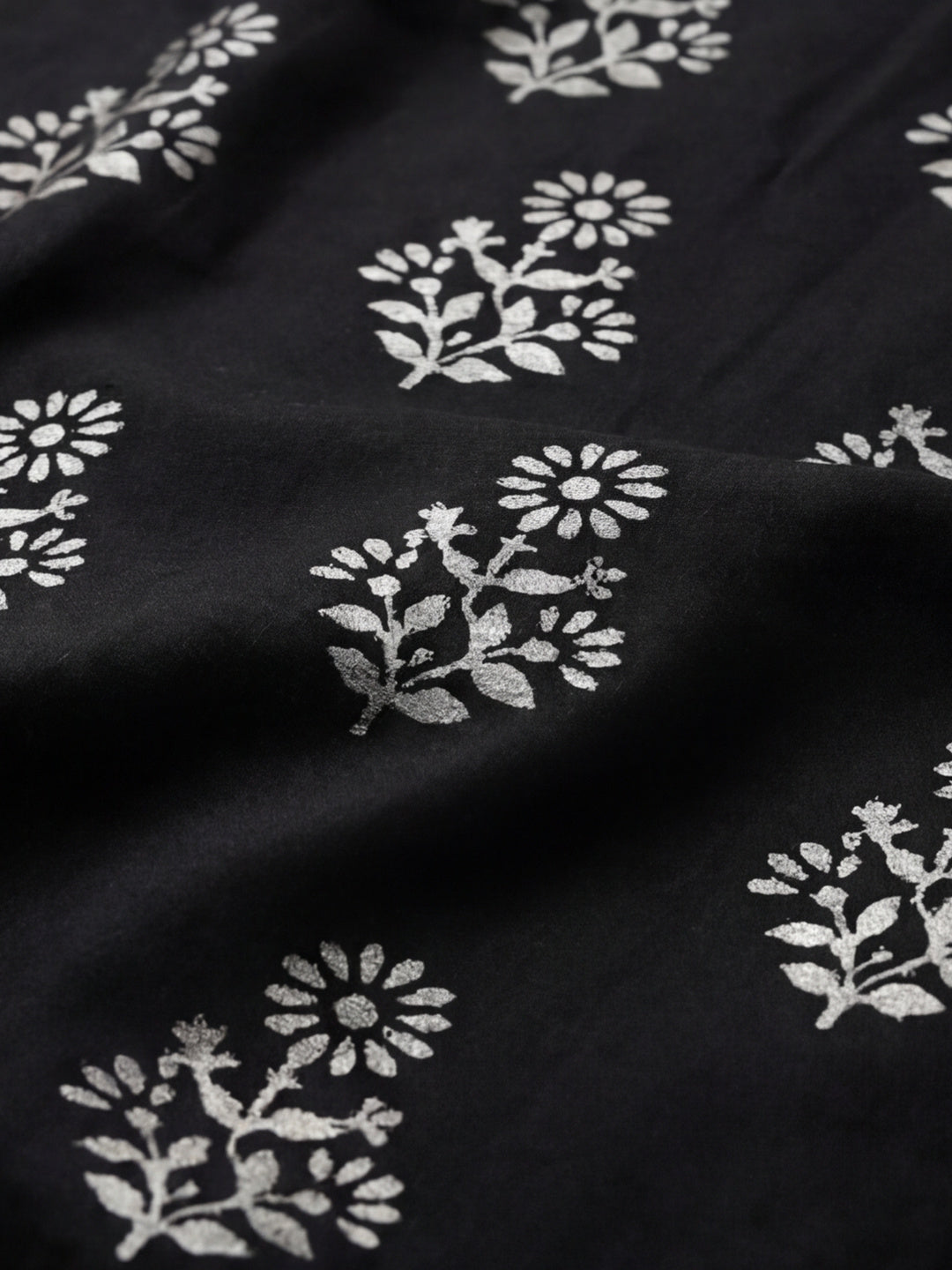 Floral Printed V-Neck Pure Cotton Straight Kurta With Trousers & Dupatta