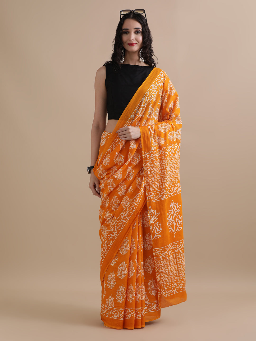 Ready To Wear Mulmul Cotton Floral Printed Saree with Unstiched Blouse