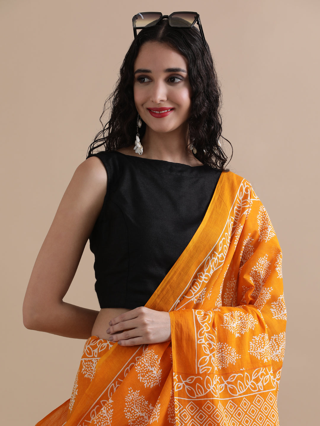Ready To Wear Mulmul Cotton Floral Printed Saree with Unstiched Blouse
