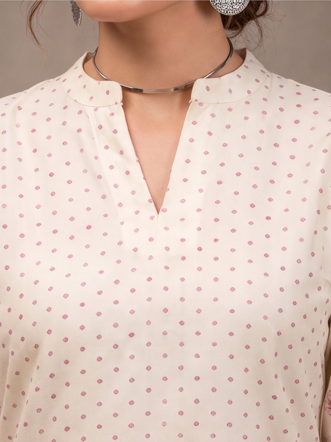 Women's Off White & Pink Floral Digital Printed Co-Ord Set | Soft Cotton Kurta & Palazzo