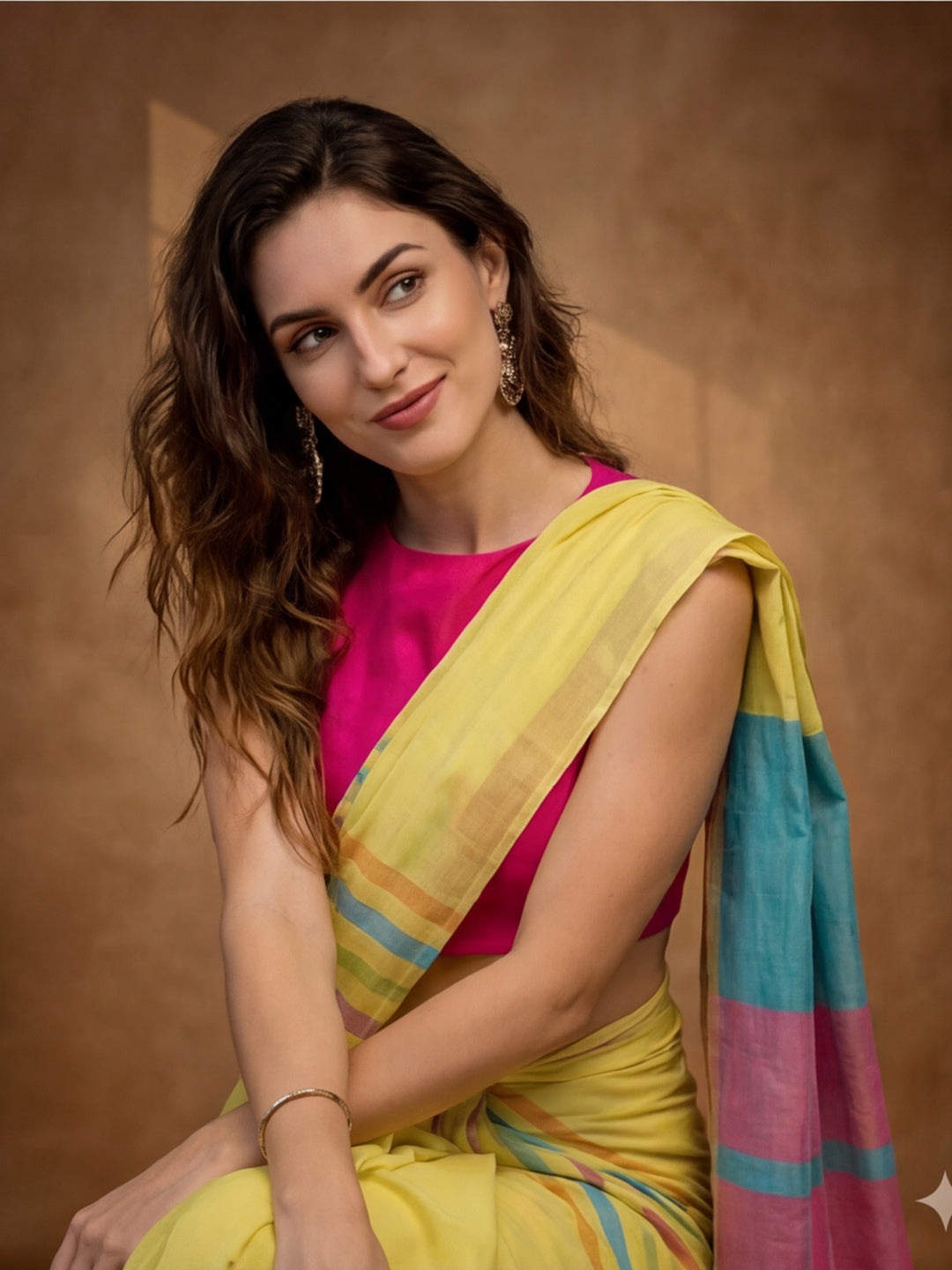 Striped Pure Linen Saree with Unstiched Blouse