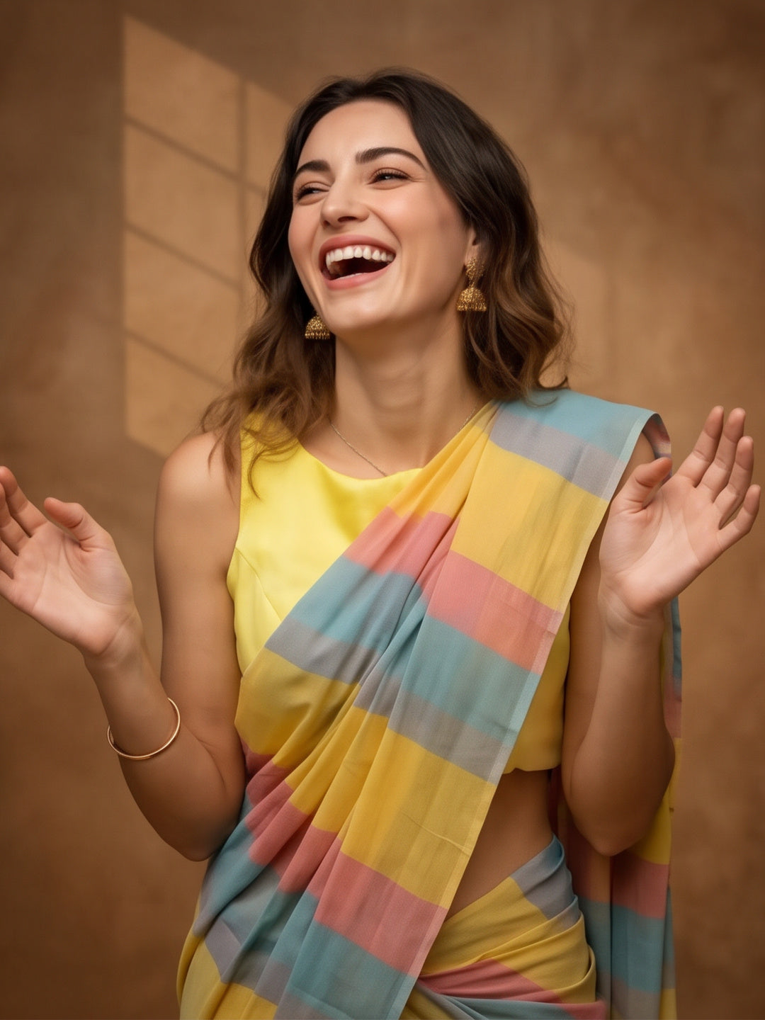 Striped Pure Linen Saree with Unstiched Blouse