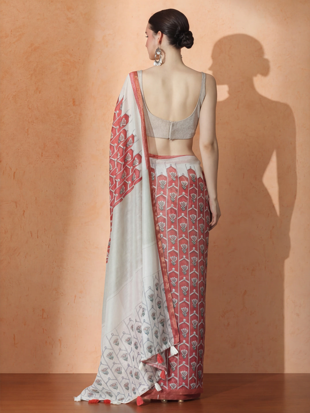 Floral Chanderi Cotton Saree with Unstiched Blouse