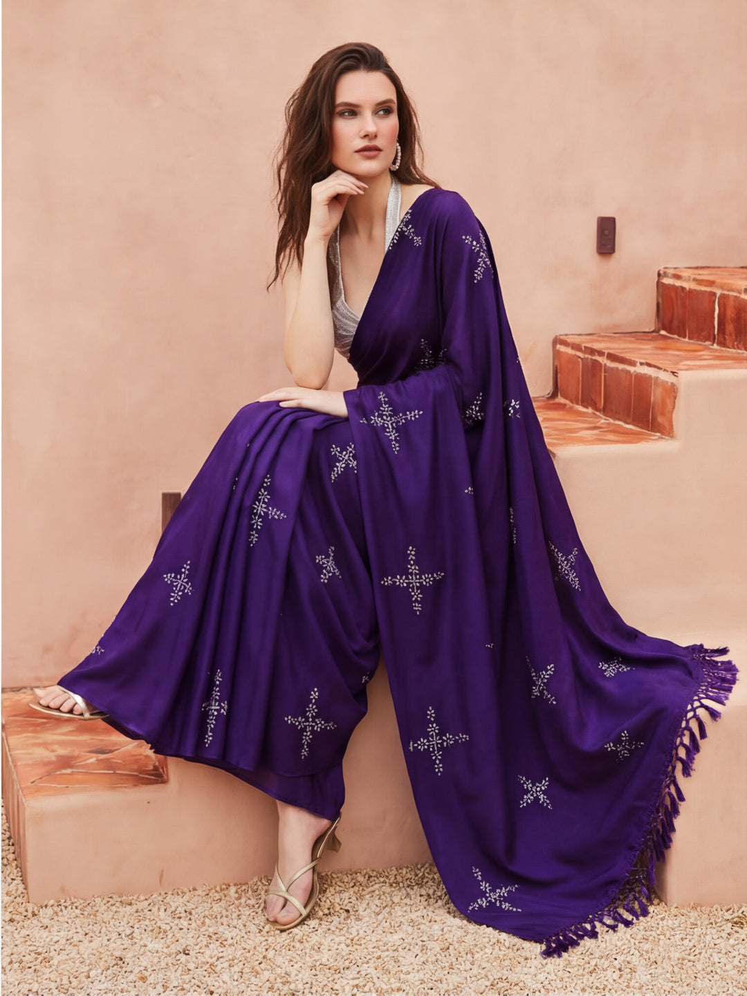 Floral Muslin Cotton Saree with Unstiched Blouse