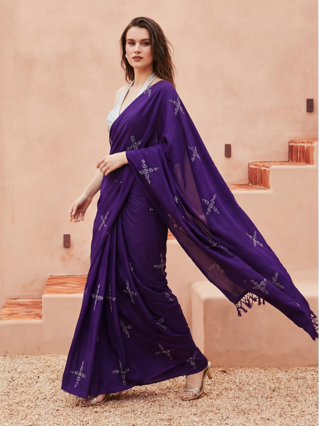 Floral Muslin Cotton Saree with Unstiched Blouse