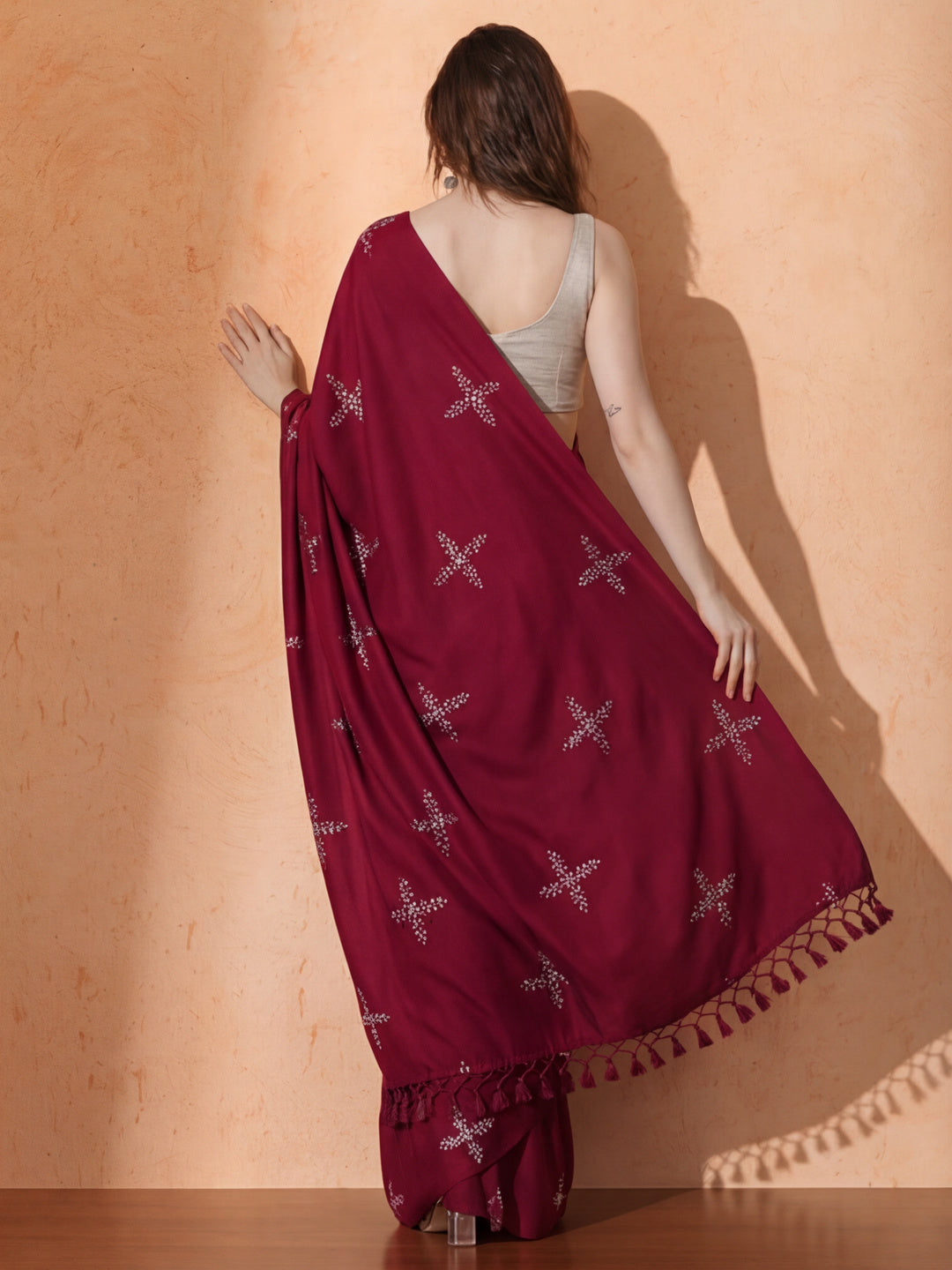 Floral Muslin Cotton Saree with Unstiched Blouse