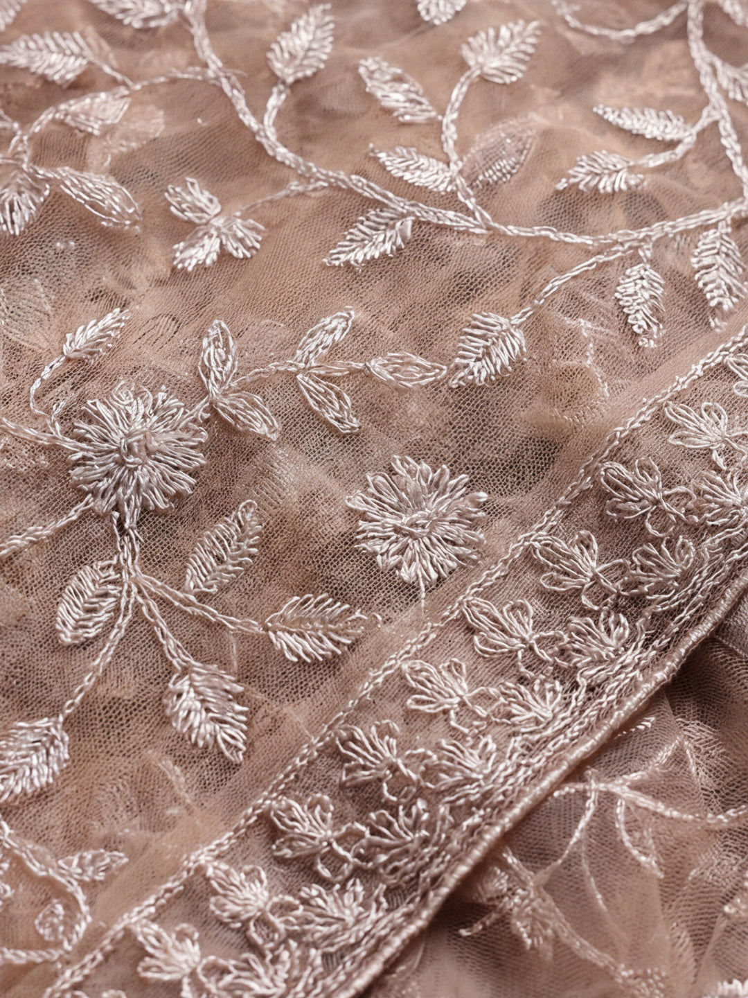Party Wear Floral Embroidered Net Saree