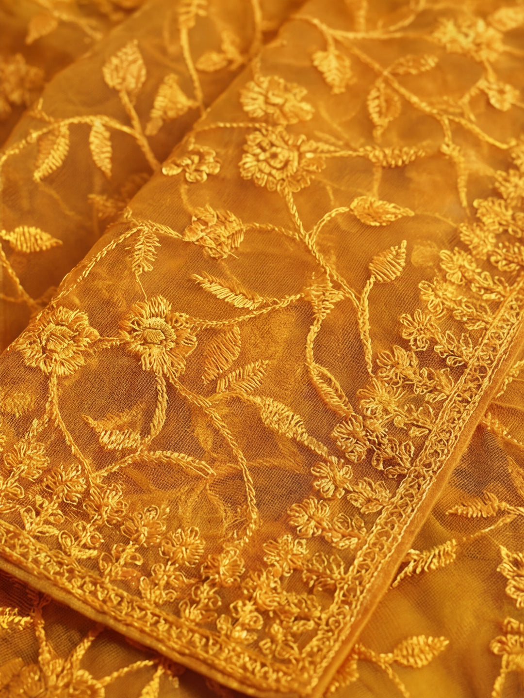 Party Wear Floral Embroidered Net Saree