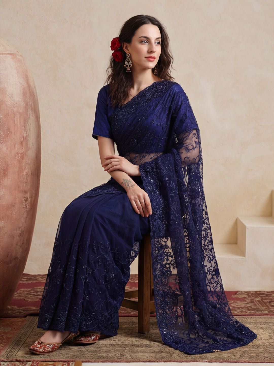 Embroidered Net Party Wear Saree