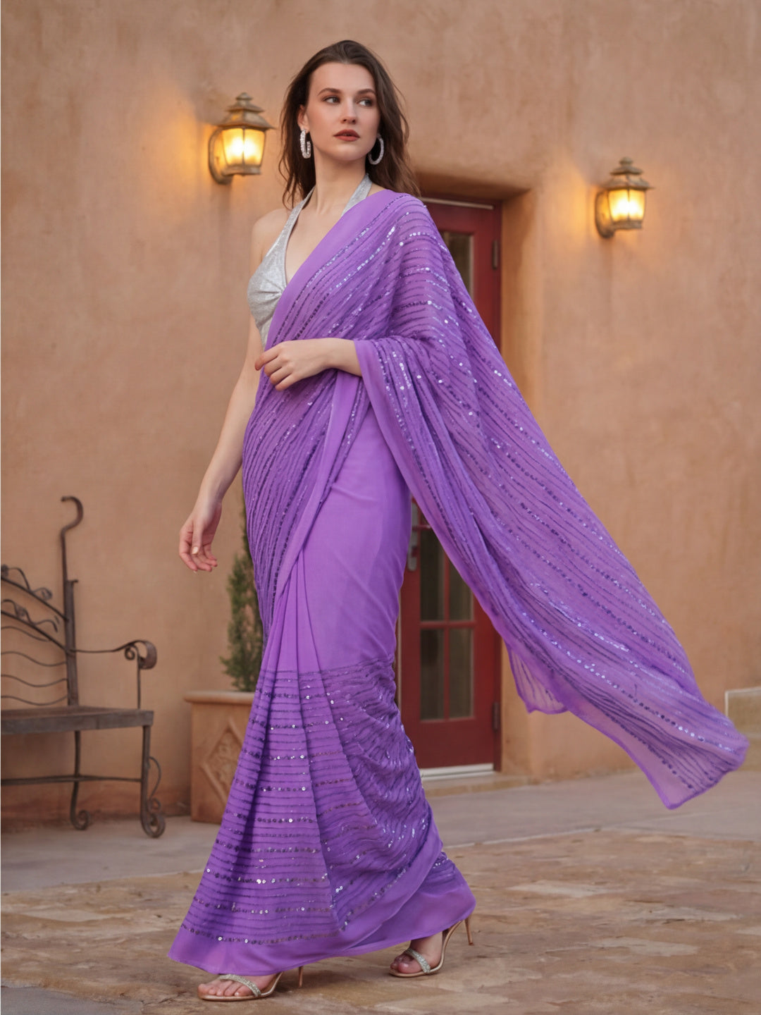 Embellished Premium Georgette Saree with Unstiched Blouse