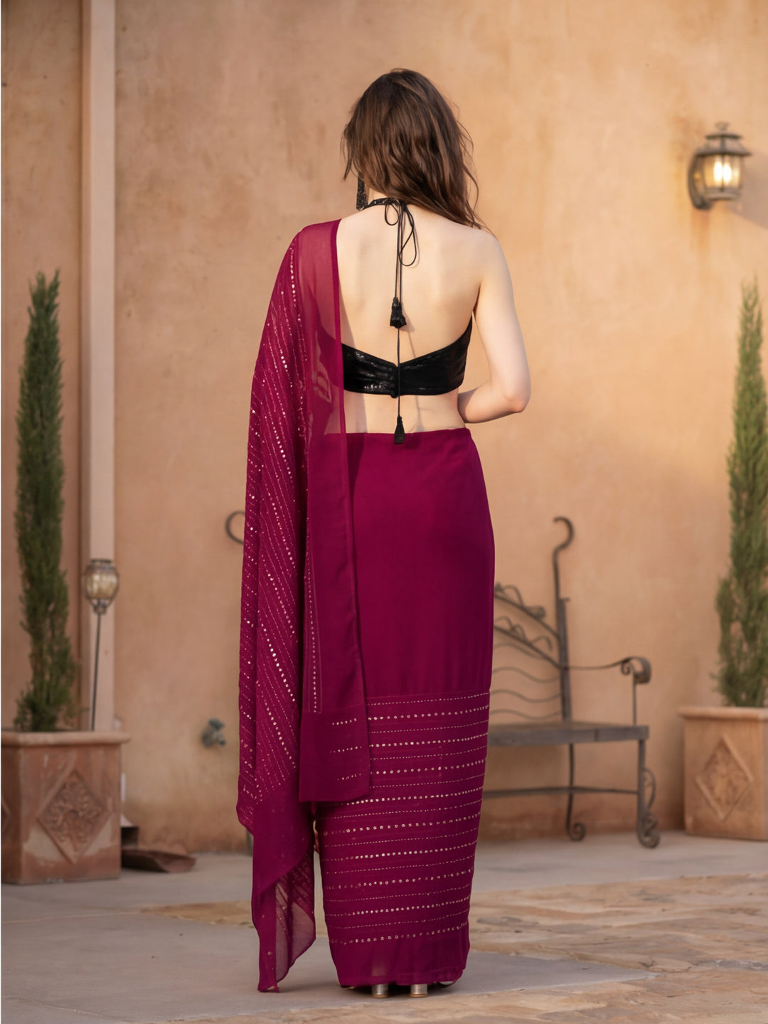 Embellished Premium Georgette Saree with Unstiched Blouse