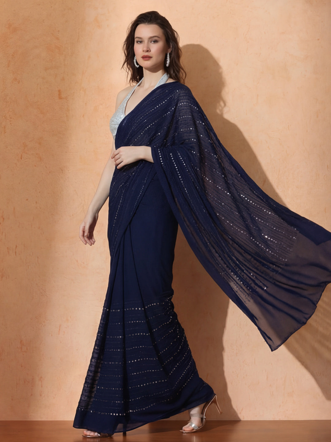 Embellished Premium Georgette Saree with Unstiched Blouse