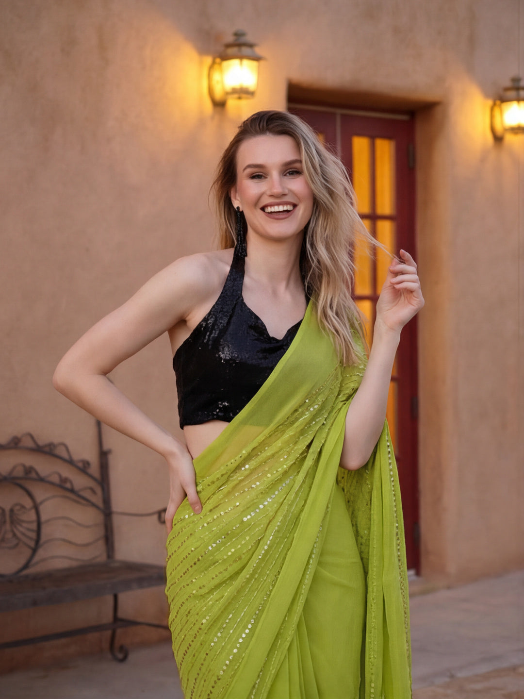 Embellished Premium Georgette Saree with Unstiched Blouse