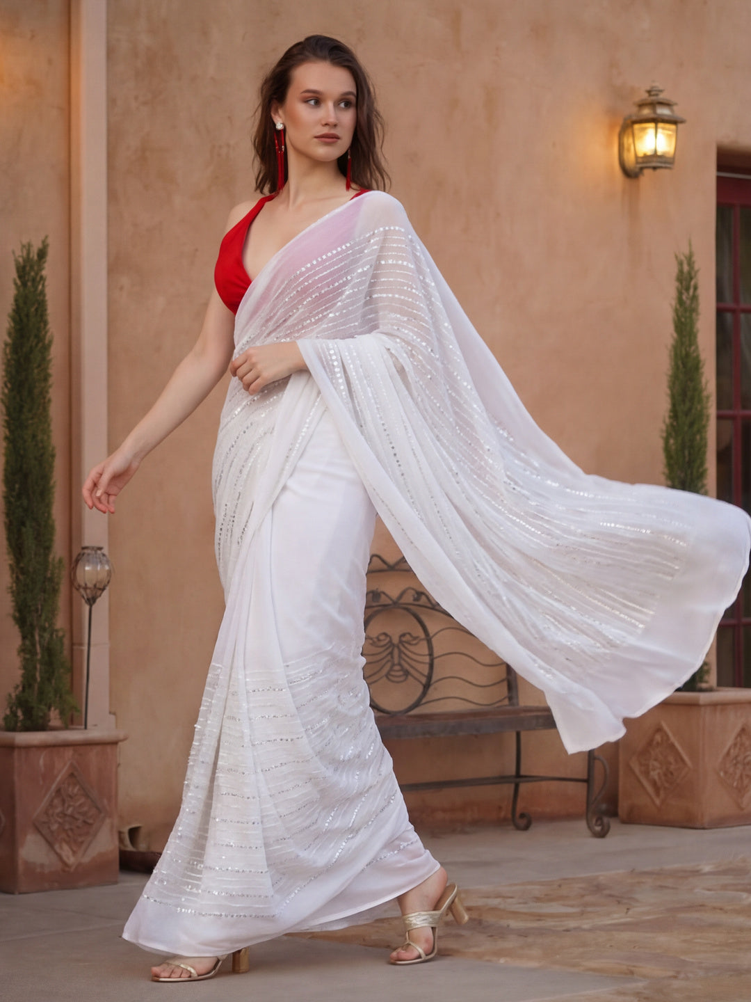Embellished Premium Georgette Saree with Unstiched Blouse