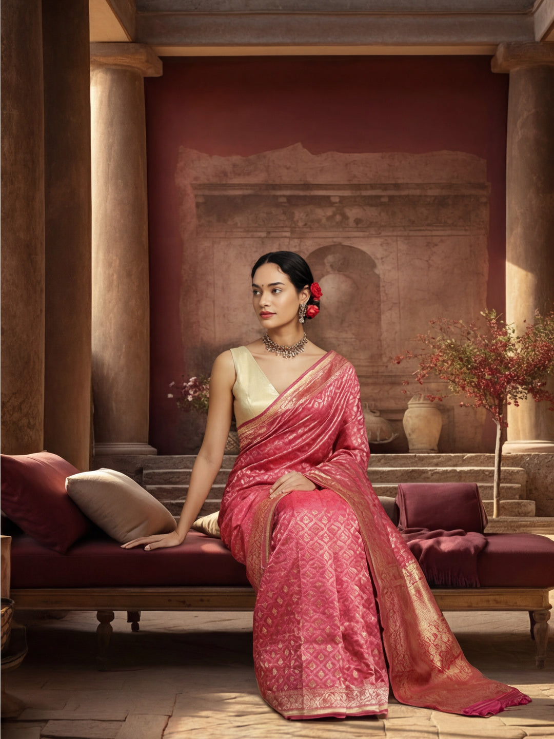 Pretty in Pink Weaving Work Banarasi Silk Saree -