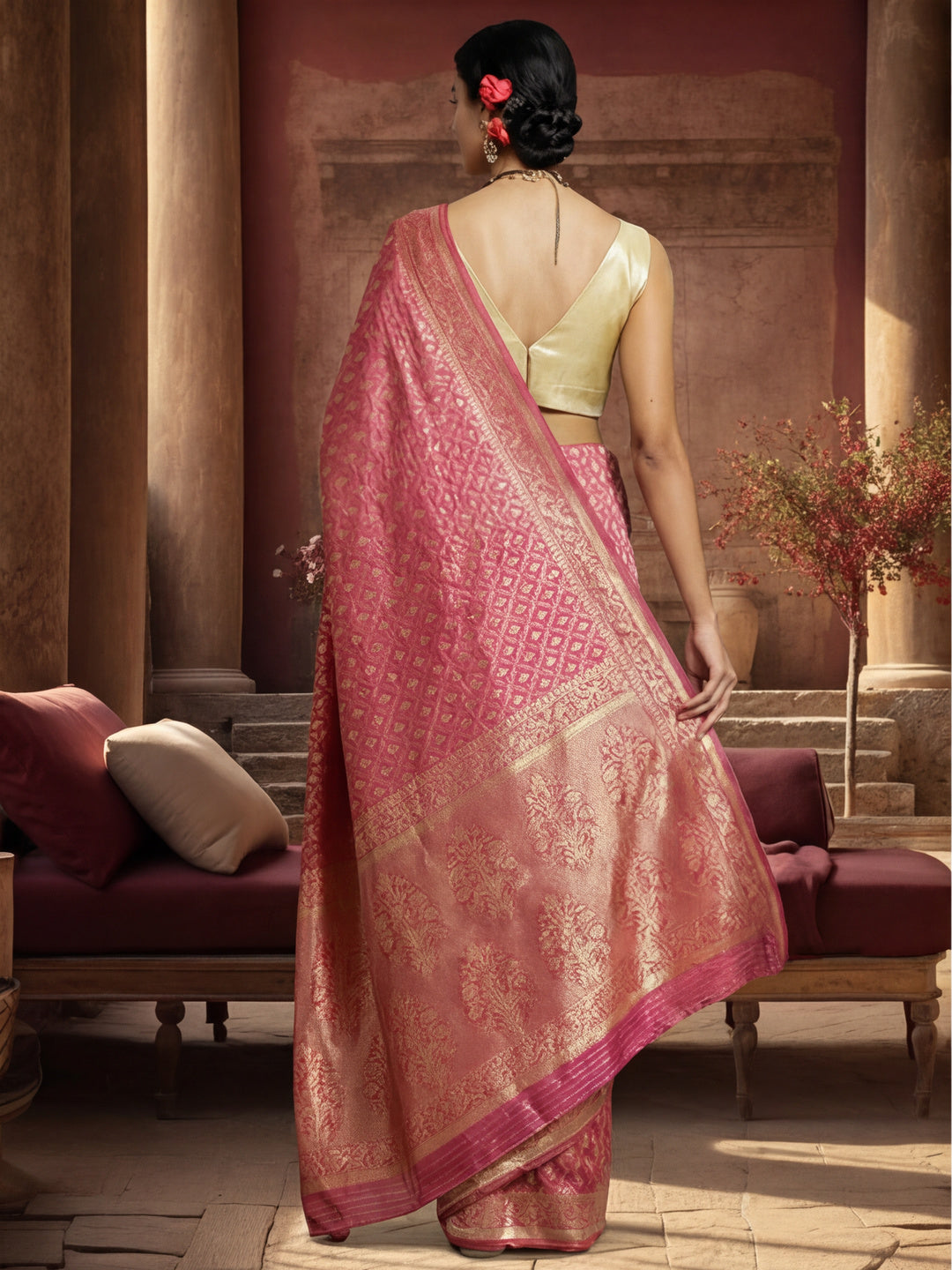 Pretty in Pink Weaving Work Banarasi Silk Saree -