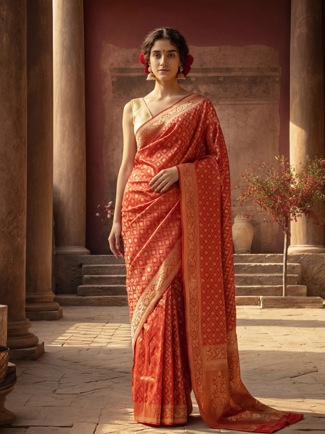 Sensational Red Weaving Work Banarasi Silk Saree -