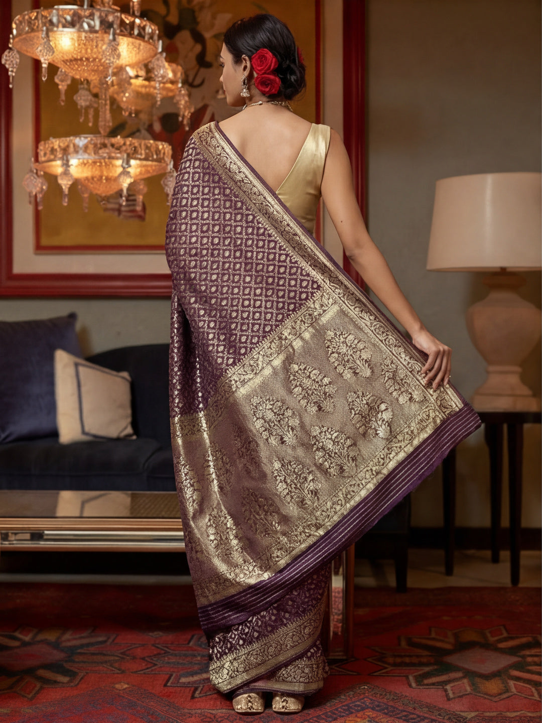 Purple Passion: Weaving Work Banarasi Silk Saree