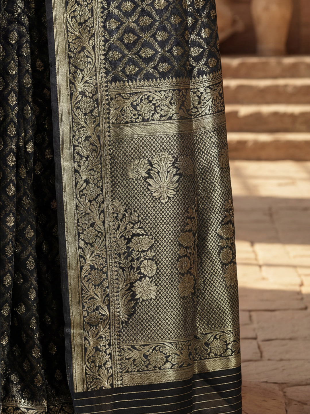 Silk Banarasi Zari Woven Party Wear Black Saree