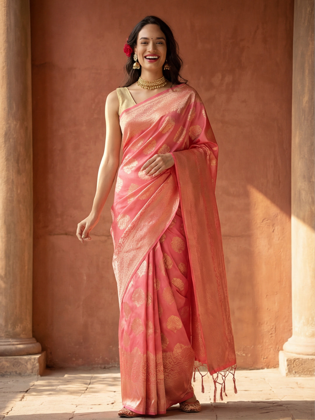 Women's Pitch Colour Designer Weaving Work Saree