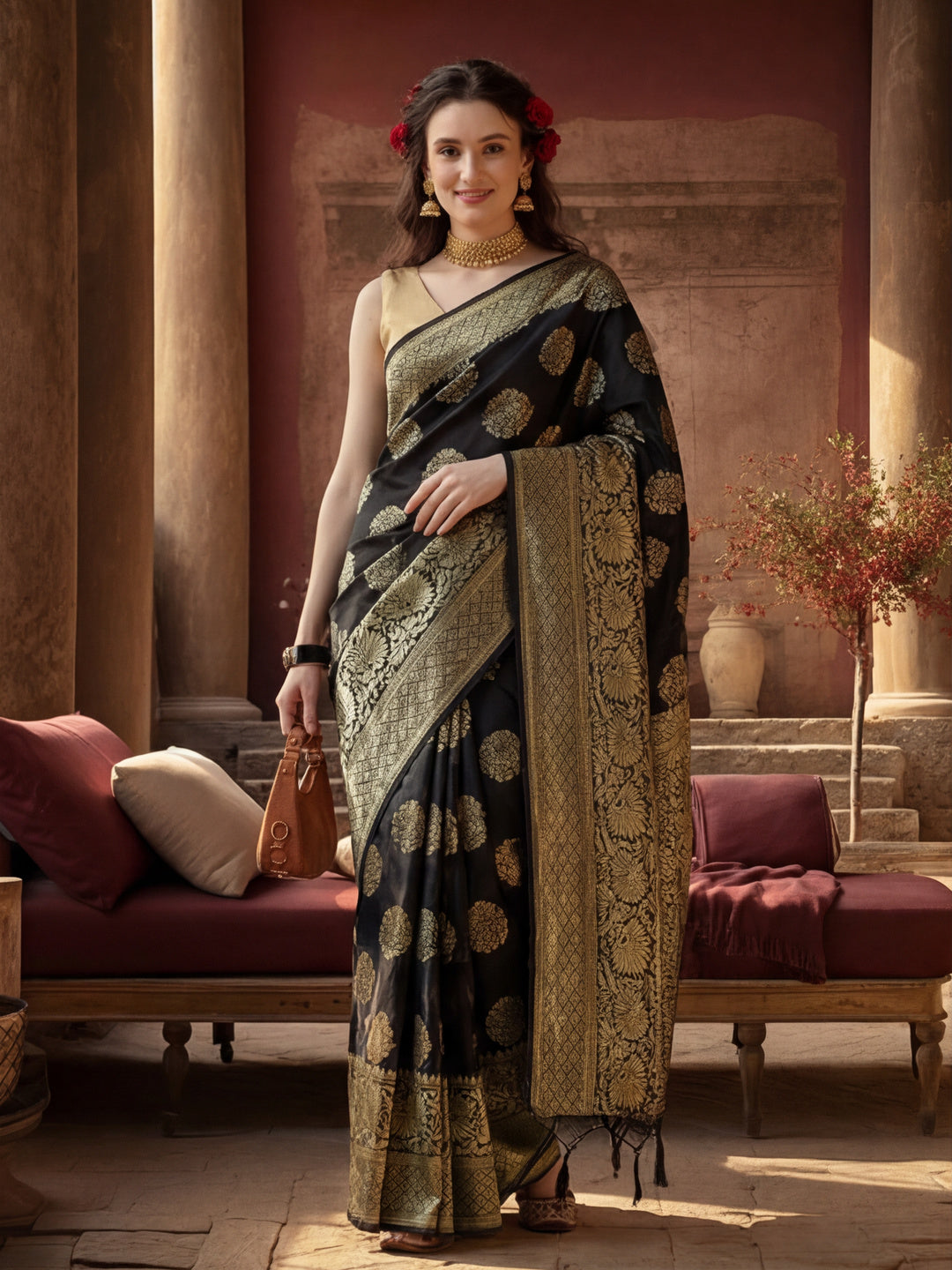 Silk Blend Zari Woven Design Banarasi Saree