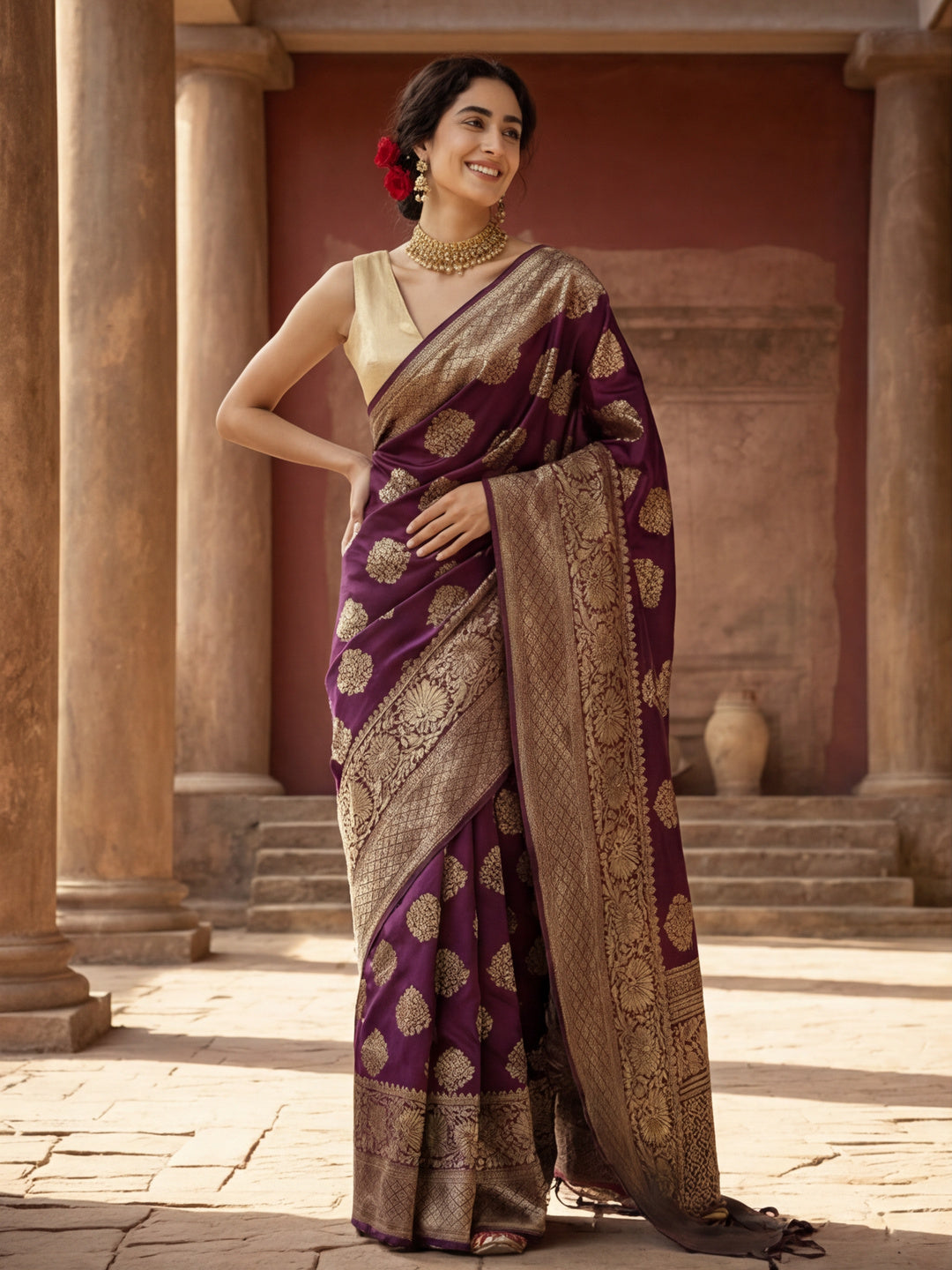 Women's Designer Weaving Work Purple Saree