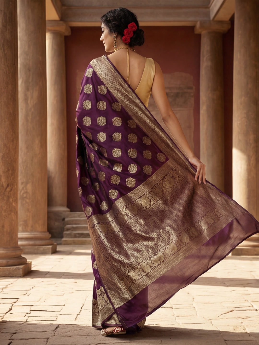 Women's Designer Weaving Work Purple Saree