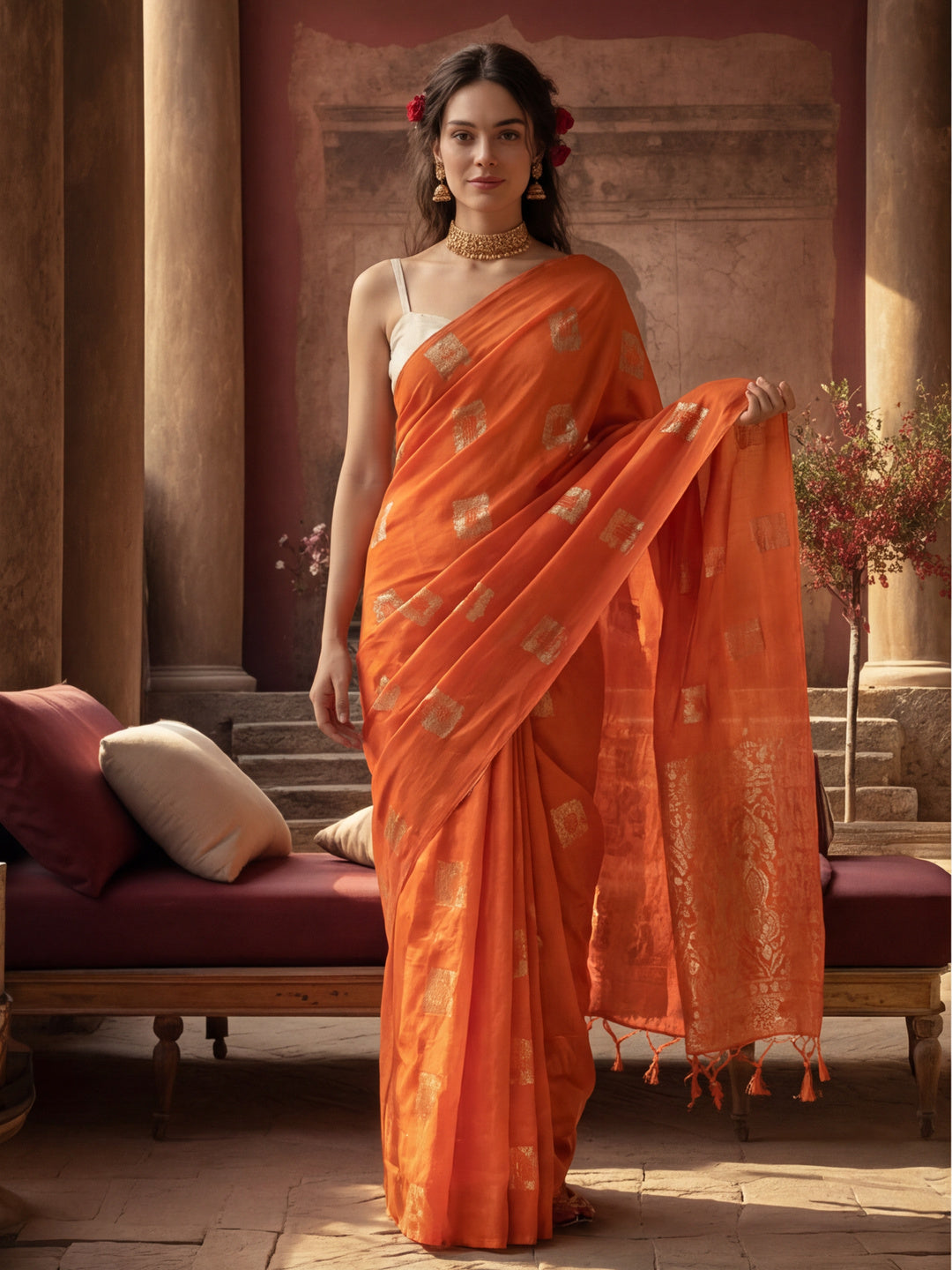 Vibrant Fanta Weaving Cotton Blend Saree