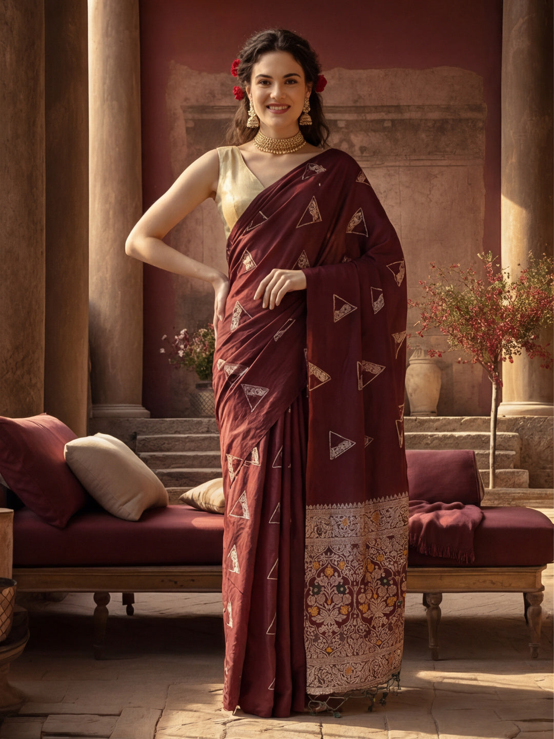 Silk Blend Banarasi Zari Woven Saree