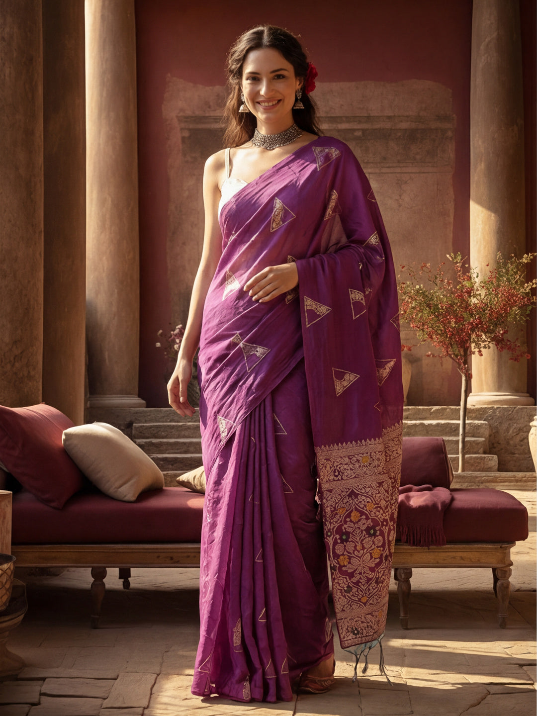 Royal Purple Weaving Silk Blend Saree