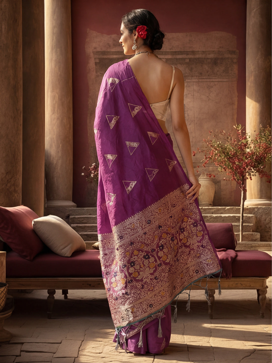 Royal Purple Weaving Silk Blend Saree