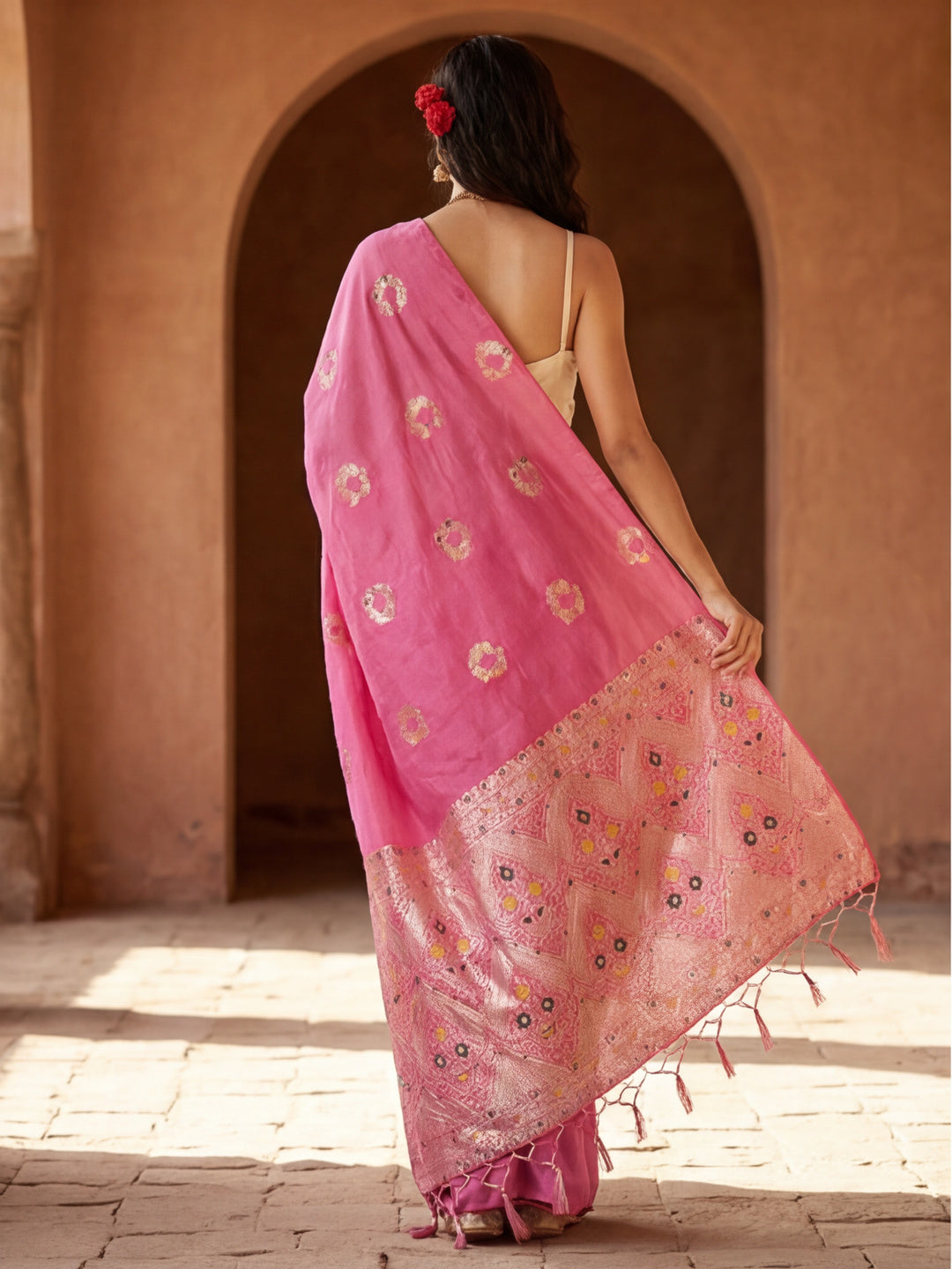 Delicate Baby Pink Weaving Silk Blend Saree