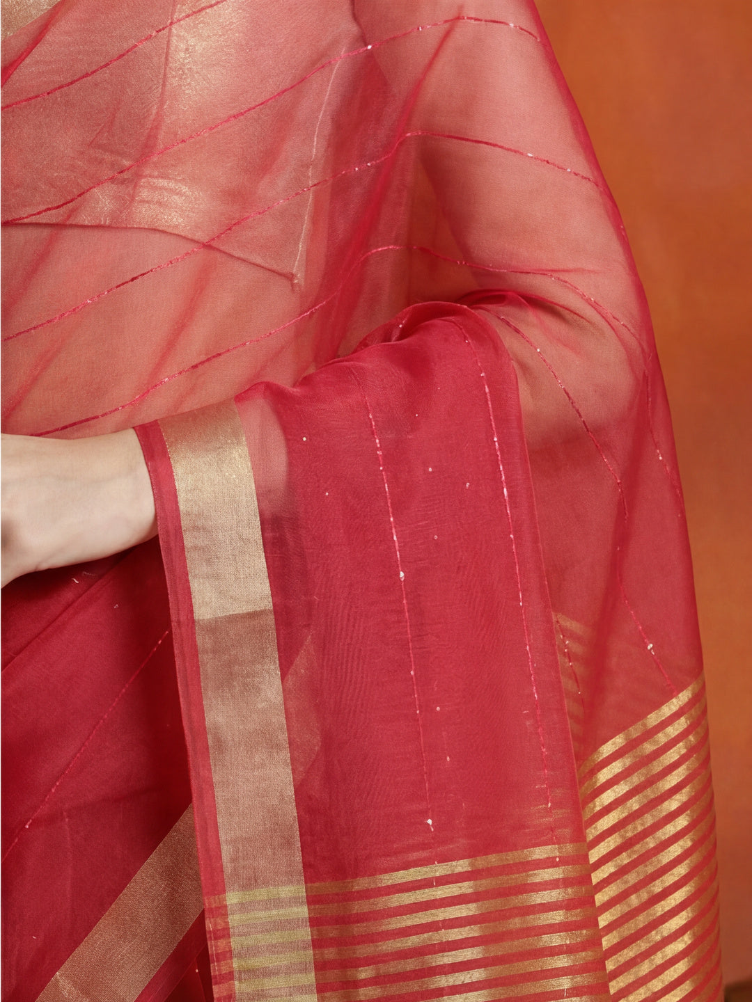 Sequin Embellished Banarasi Organza Saree