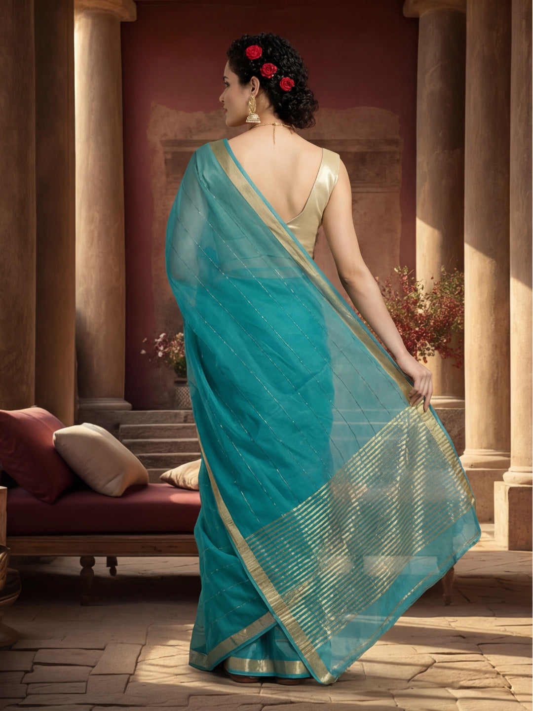 Sequin Embellished Banarasi Organza Saree
