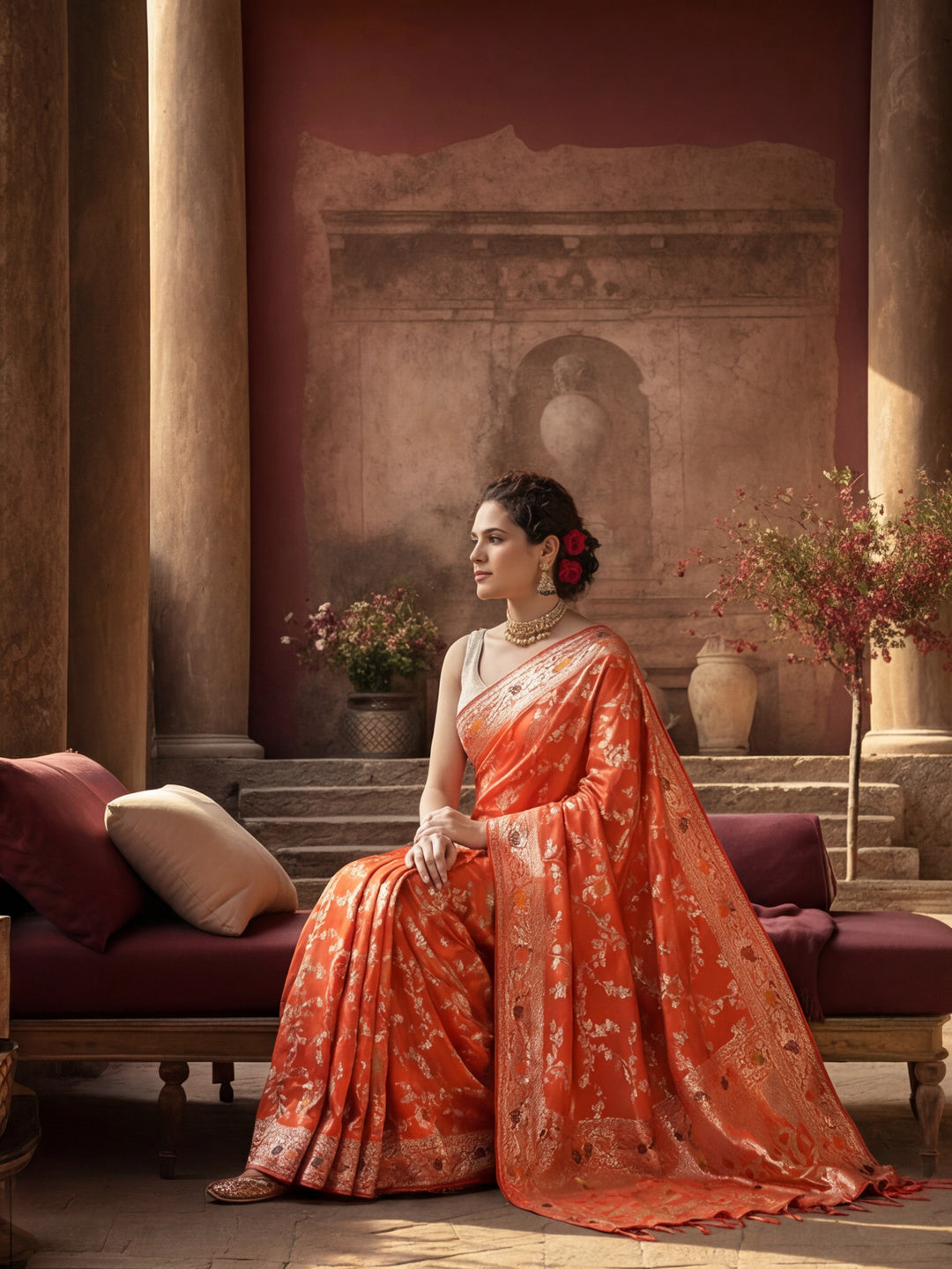 Heavy Banarasi Zari Woven Silk Blend Saree