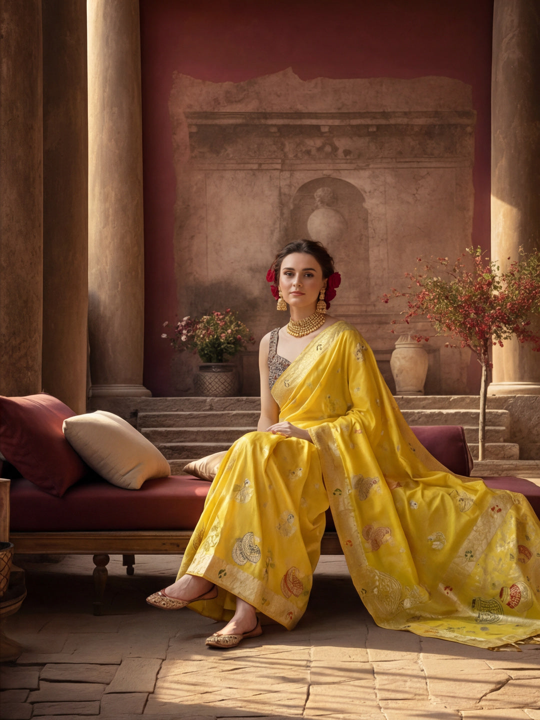 Heavy Banarasi Zari Woven Silk Blend Saree