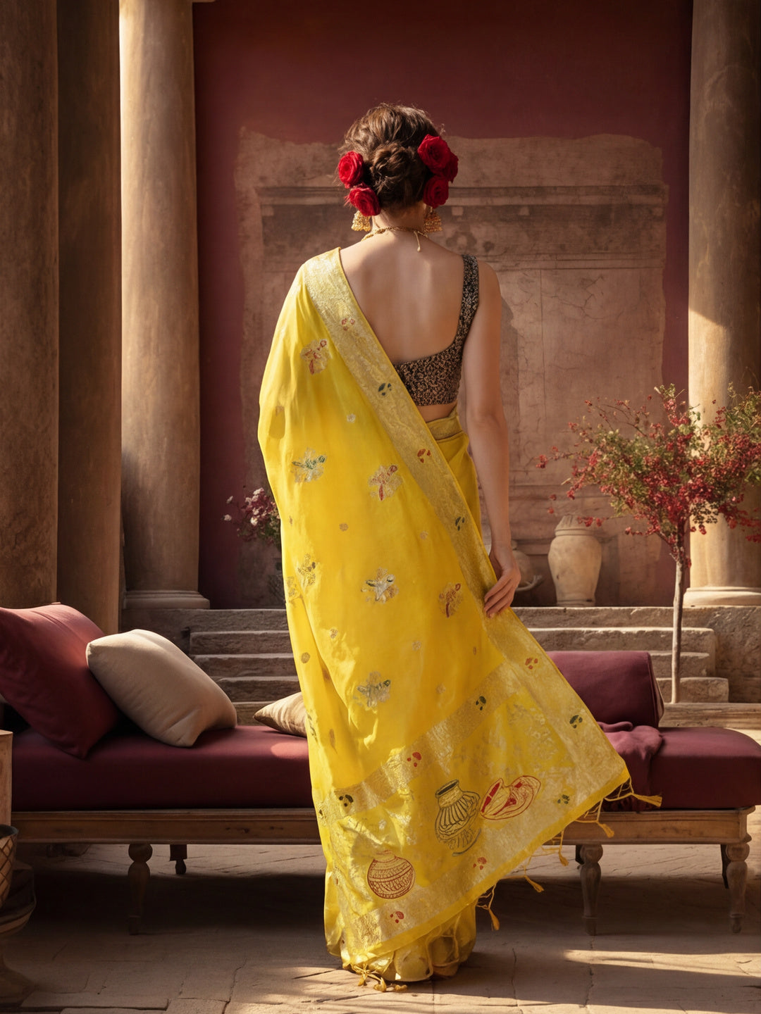 Heavy Banarasi Zari Woven Silk Blend Saree