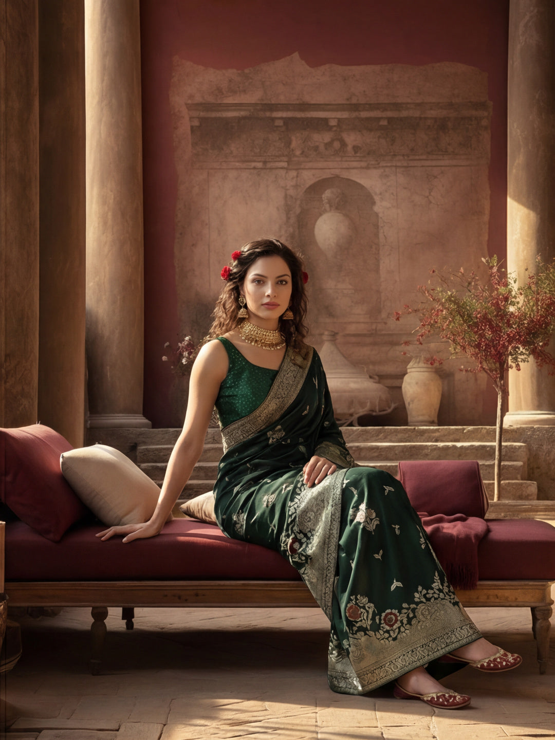 Silk Banarasi Floral Zari Woven Design Saree