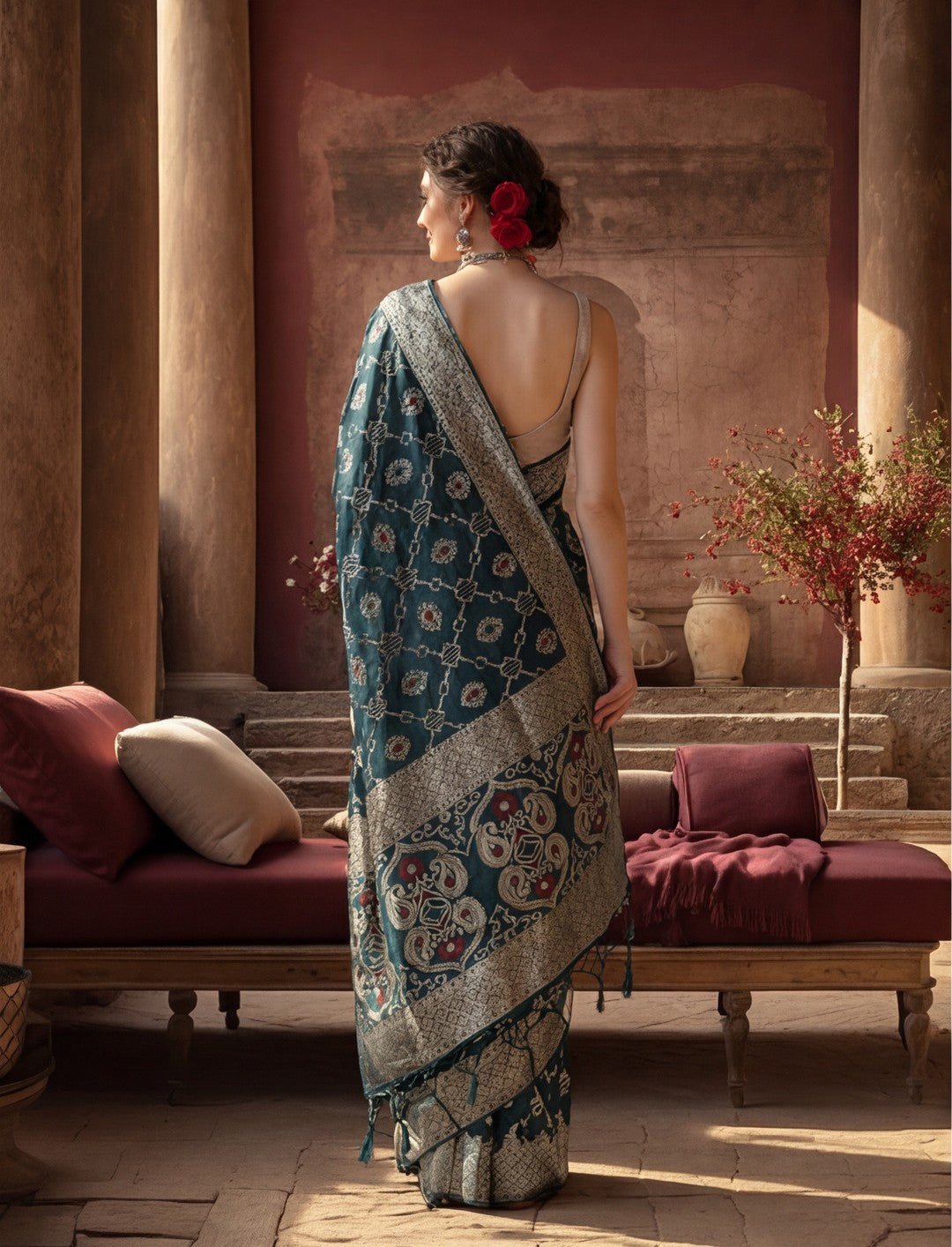 Heavy Banarasi Zari Woven Silk Blend Saree