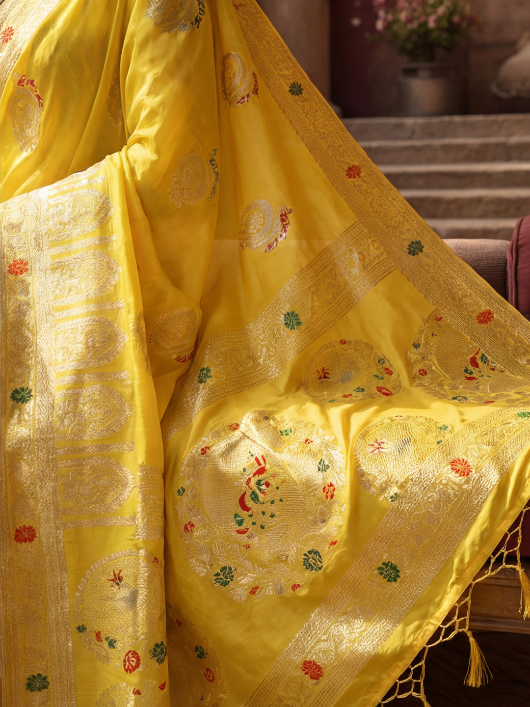 Heavy Banarasi Zari Woven Silk Blend Saree