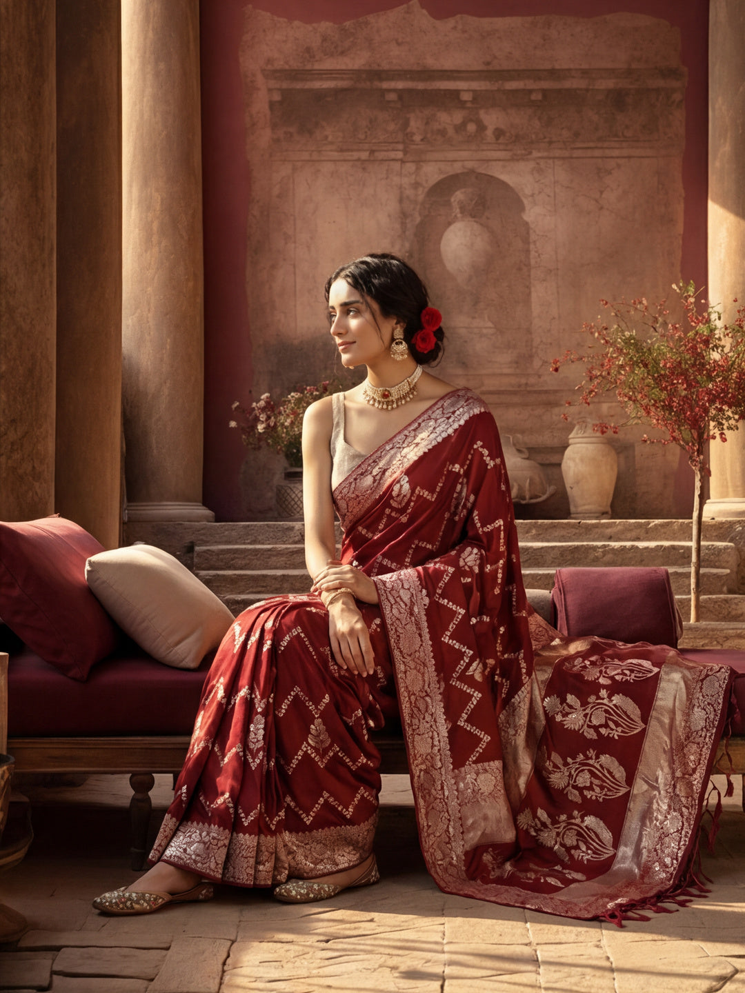 Heavy Banarasi Zari Woven Silk Blend Saree