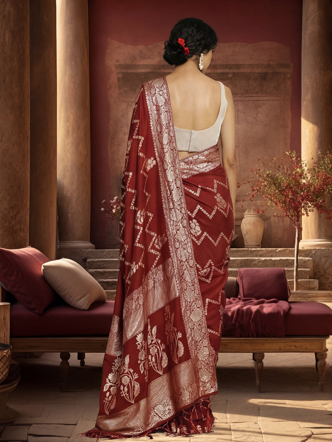 Heavy Banarasi Zari Woven Silk Blend Saree