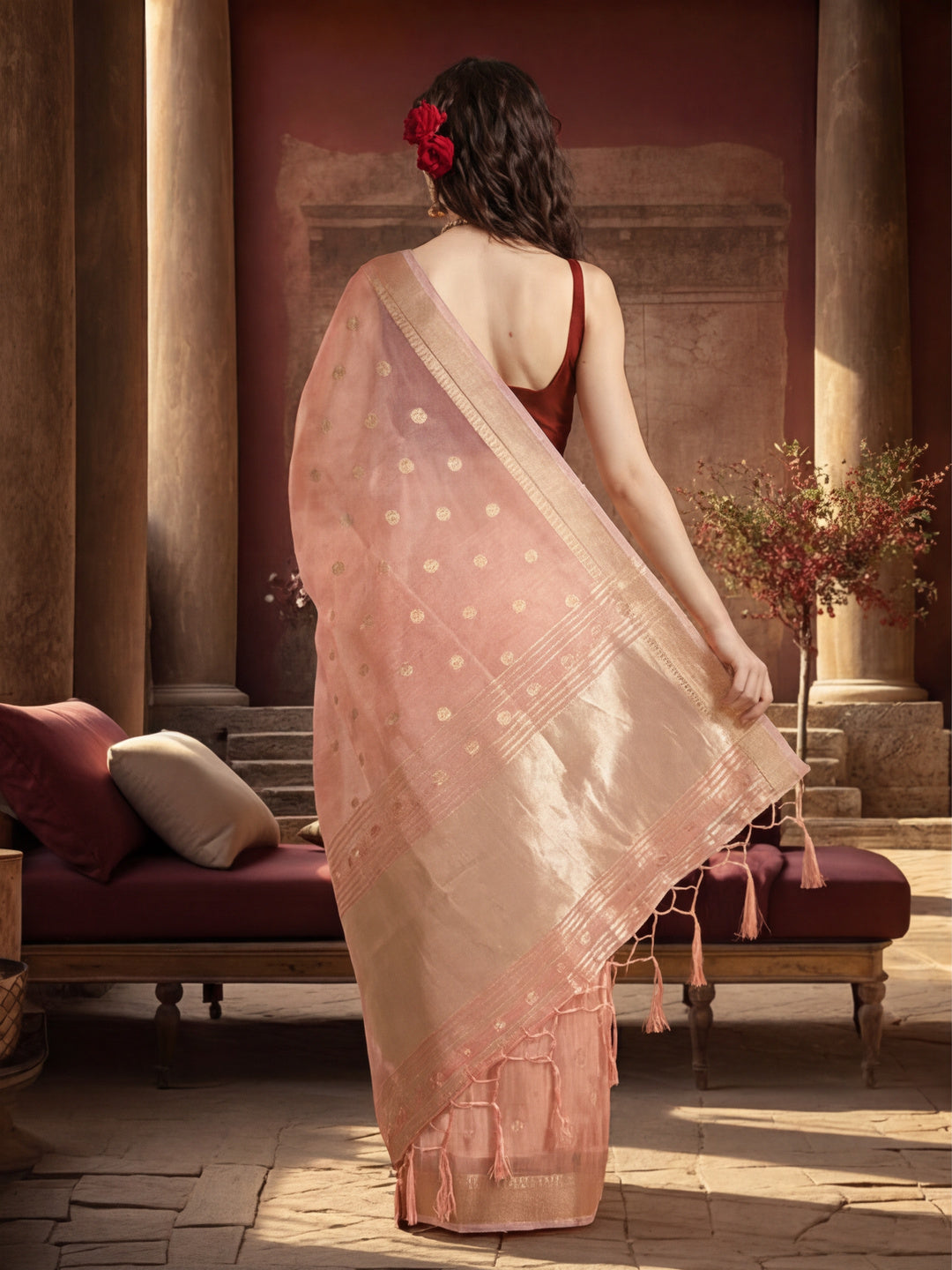 Zari Woven Banarasi Organza Saree
