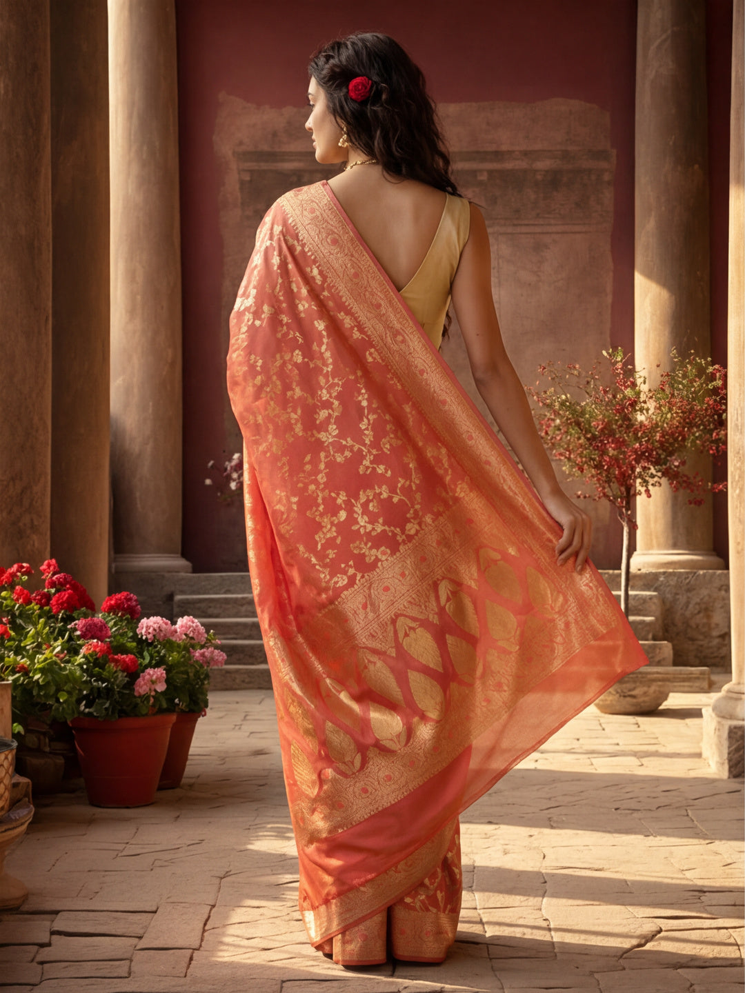 Women's Pitch Colour Designer Weaving Work Saree