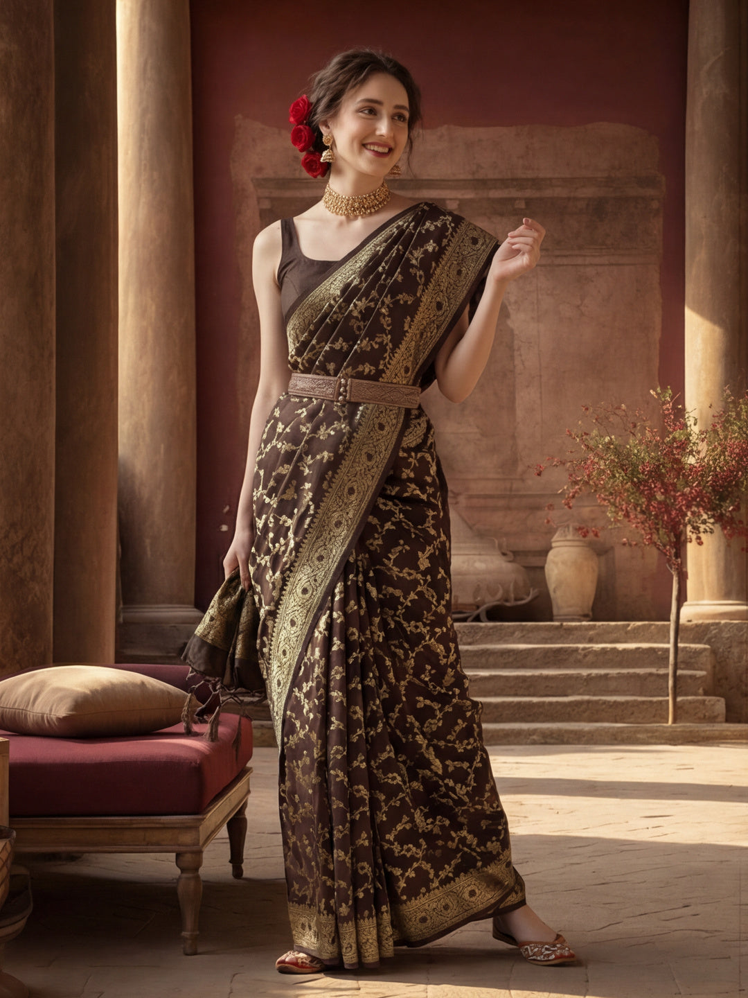 Silk Blend Zari Woven Design Banarasi Saree