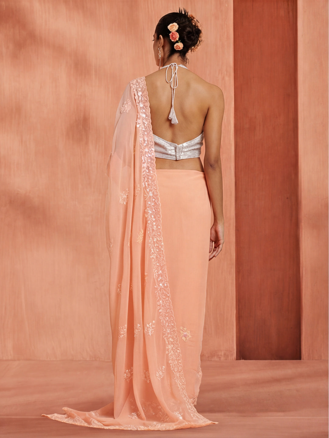 Pure Georgette Sequin Embroidered Saree