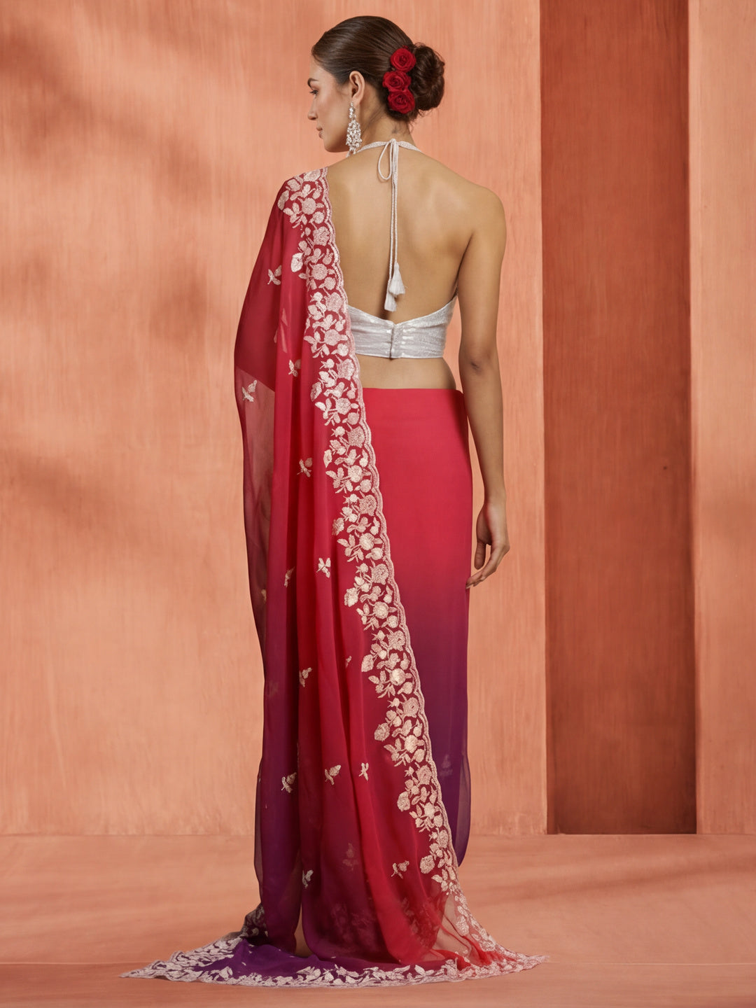 Sequin Work Shaded Pure Georgette Saree