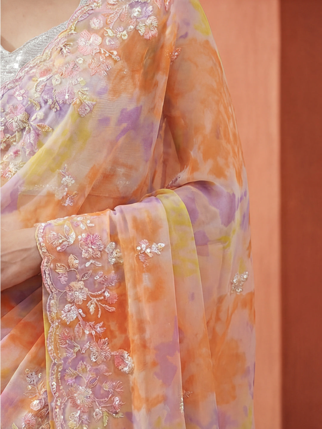 Sequin Embellished Georgette Heavy Saree